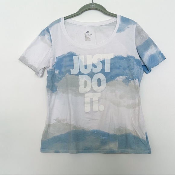 Nike Just Do It Blue White Graphic Tee Short Sleeve Stripe Medium - Picture 2 of 4